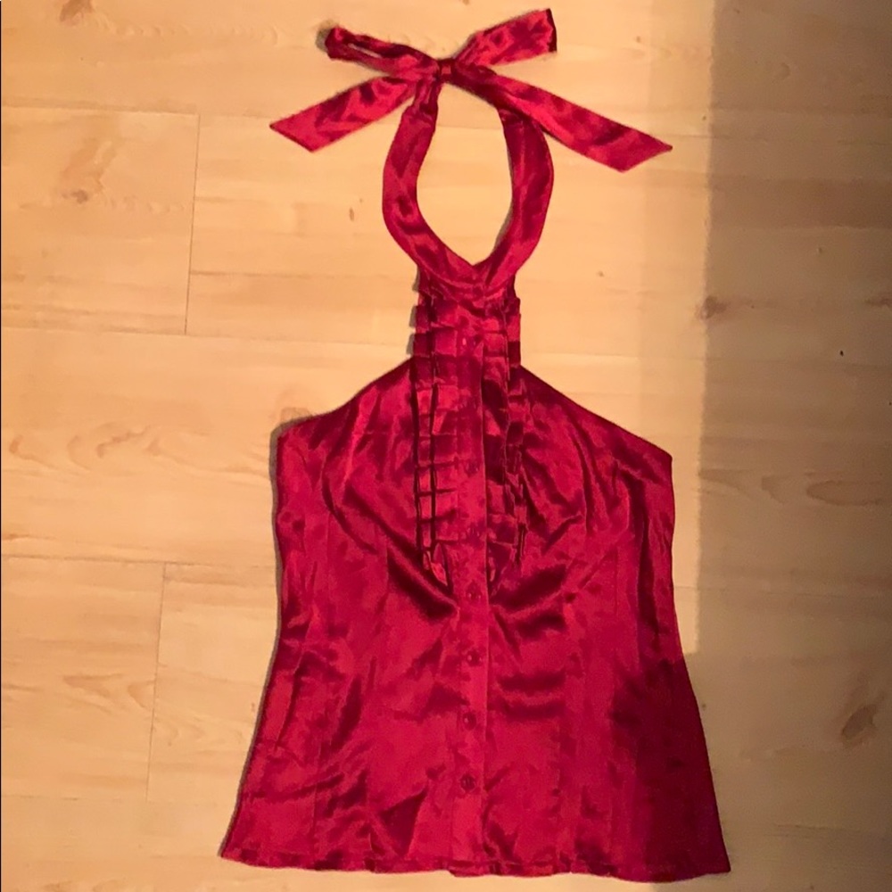 Bebe red satiny halter top